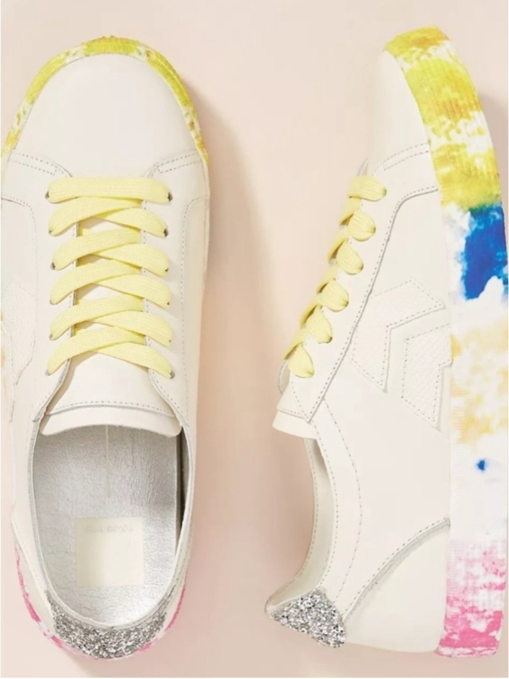 Anthropologie X Dolce Vita Zaga Citron Tie Dye Leather Sneakers Women's Size 9